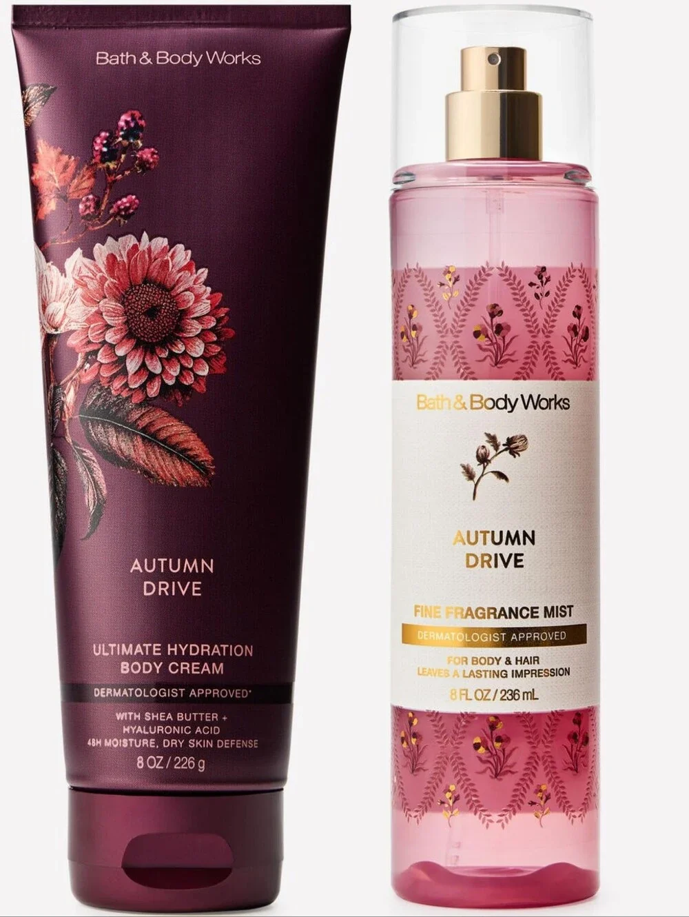 Bath & Body Works Autumn Drive Body Cream & Fine Fragrance Mist Set NEW